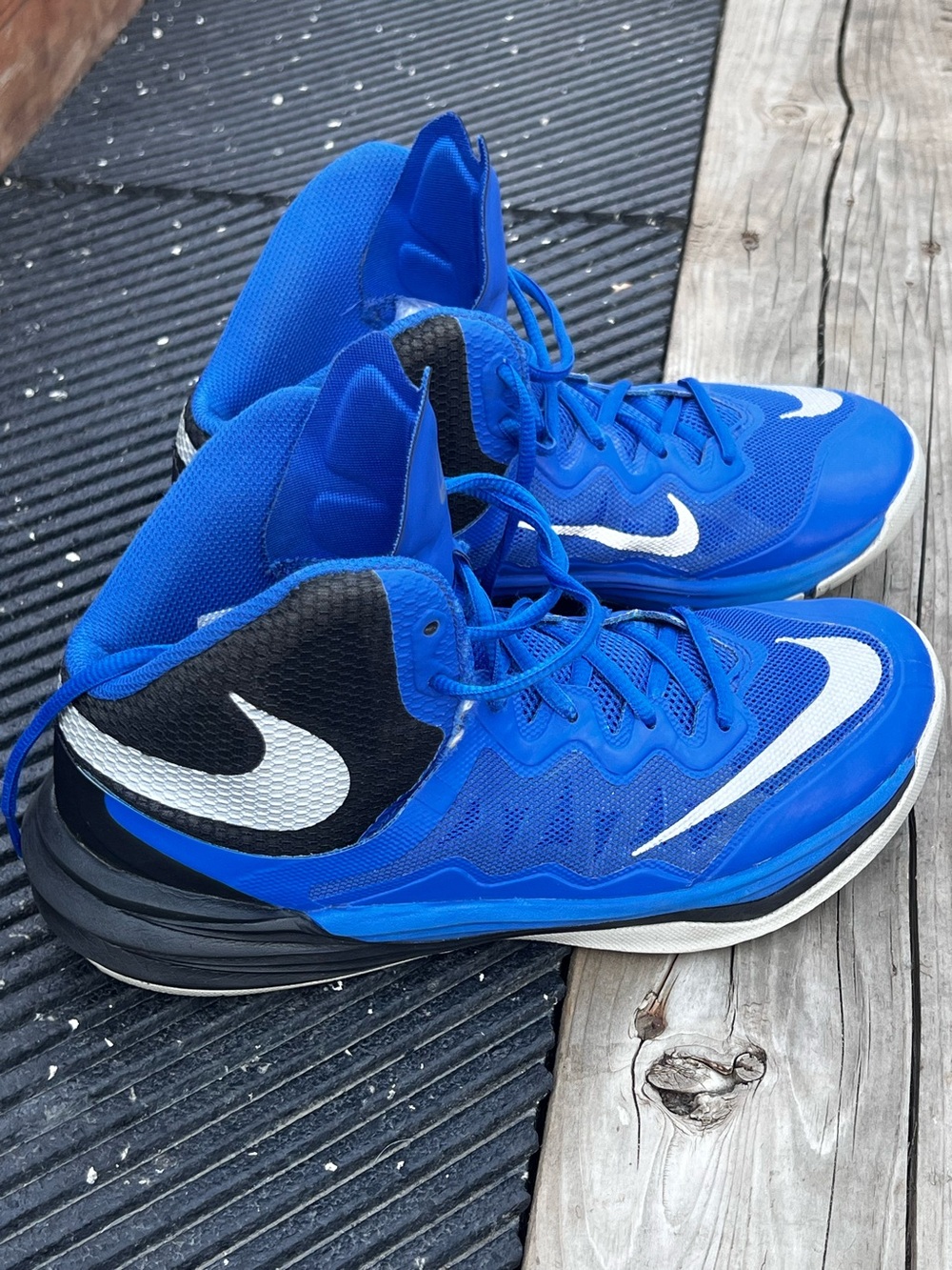Nike Game Royal Blue / Black High-Top Basketball Shoes with a white swoosh.
